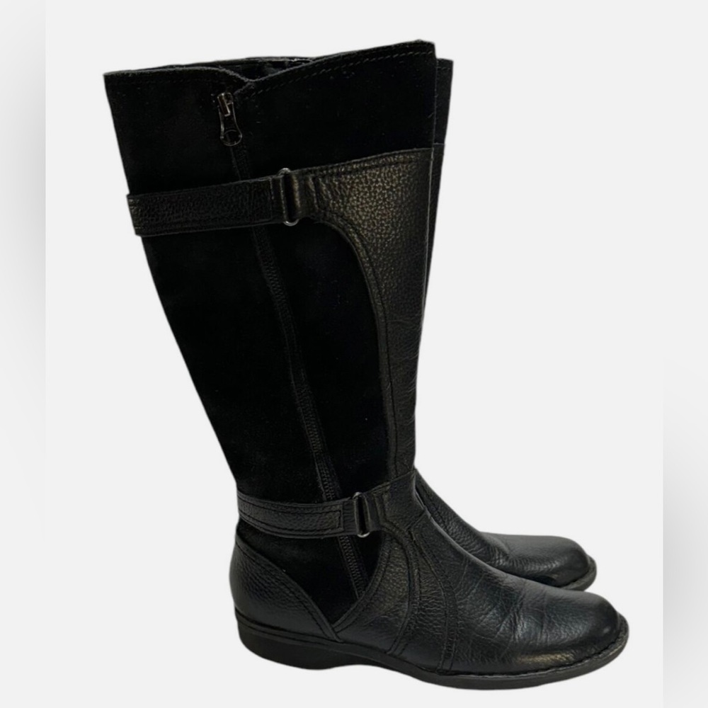 CLARKS Women’s Whistles Whey Black Zip Up Riding Boots Leather & Suede 8.5M - Picture 1 of 13
